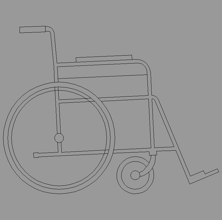Bloque Autocad Vista en perfil de silla de ruedas